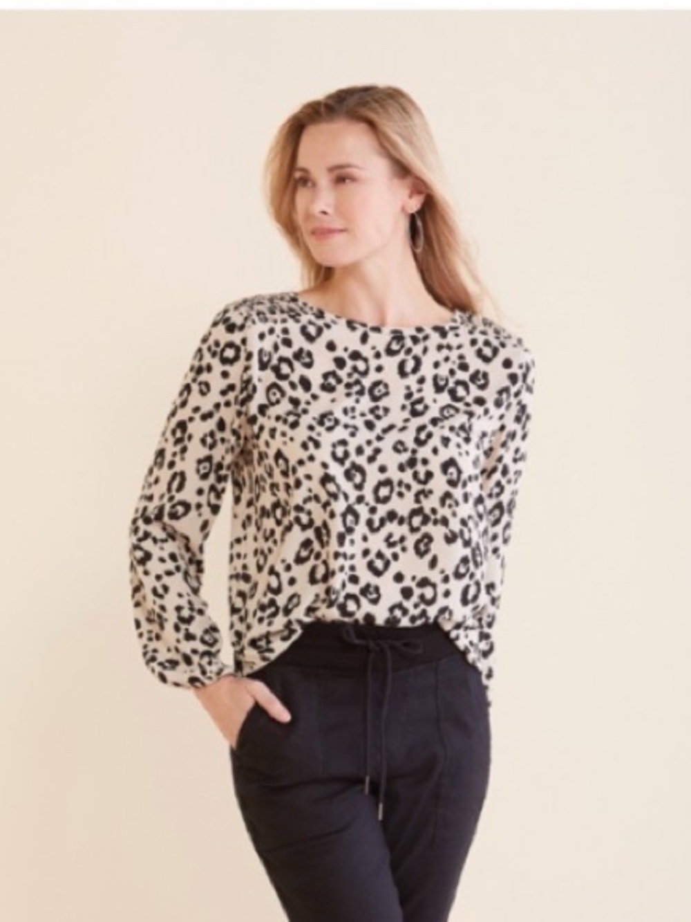 Peyton Jensen Relaxed Leopard Print Blouse Size Large